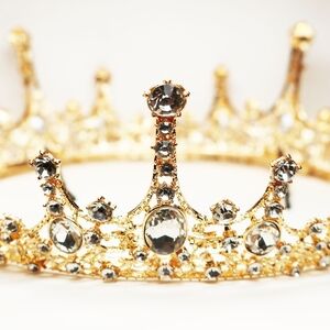 ⚜️ IMPERIAL BEJEWELED CLEAR CRYSTAL GOLD CROWN